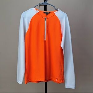 Lauren Ralph Lauren Sport XL Orange Mesh Half Zip Long Sleeve Athletic Top